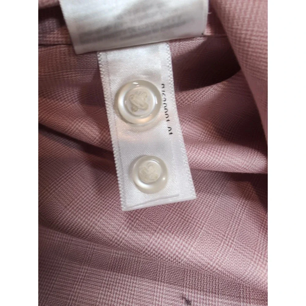 Banana Republic Hi-Dri Slim Fit Dress Shirt Pink Check 15-15.5 35-37 S/630991